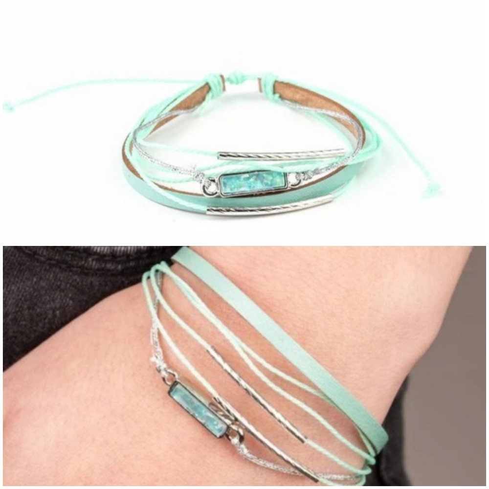INTERSTELLAR IRIDESCENCE GREEN PULL CORD BRACELET